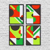 Kit 4 Quadros Abstratos Citric Colors 24X18Cm Preto