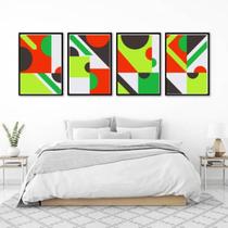 Kit 4 Quadros Abstratos Citric Colors 33X24 C/Vidro - Preta