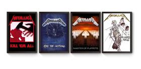 Kit 4 Quadros Albuns Metallica Poster Moldurado