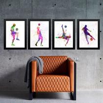 Kit 4 Quadros Aquarela Futebol 45x34cm - com vidro Kit 4 Quadros Aquarela Futebol 45x34cm - com vidro
