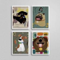 Kit 4 Quadros Cachorrinhos Pet 24X18Cm