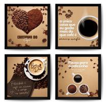 Kit 4 Quadros Cantinho do Café Decoração Casa Moldura