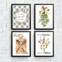 Kit 4 Quadros Cozinha - Sweet Home 45x34cm