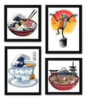 Kit 4 Quadros Culinária Artes Japão Decoração Cozinha