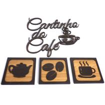 Kit 4 quadros de decoração Cantinho do Café Preto - Make Laser