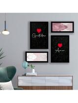 Kit 4 Quadros Decorativos Abstrato Amor Gratidão