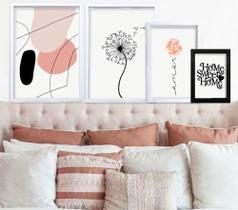 Kit 4 quadros decorativos ambiente - FLOWERS