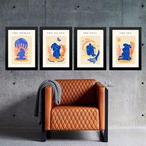 Kit 4 Quadros Decorativos Artes Zen Matisse 24x18cm - com vidro