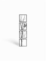 Kit 4 Quadros Decorativos Arvore e Passáro Mdf 3mm Preto