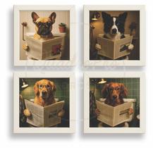 Kit 4 Quadros Decorativos Banheiro Toalete Lavabo Dog Jornal Kit 4 Quadros Decorativos Banheiro Toalete Lavabo Dog Jornal