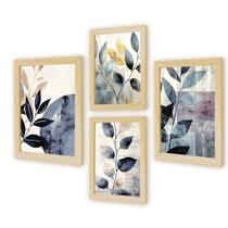 Kit 4 Quadros Decorativos Cozinha Plantas Boho Flores Abstrato Moderno Galhos Moldura Caixa 40cm