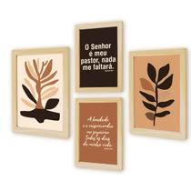 Kit 4 Quadros Decorativos Cozinha Plantas Formas Coloridas Boho Folhagem 40cm