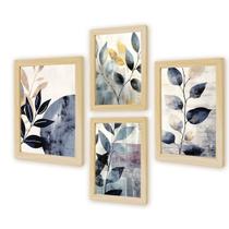 Kit 4 Quadros Decorativos Cozinha Plantas Formas Coloridas Jogo Cubos Geométrico com Vidro