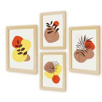 Kit 4 Quadros Decorativos Cozinha Plantas Formas Geométrico Folhagem Flor