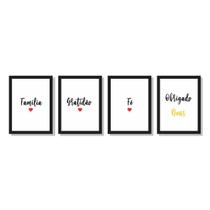 Kit 4 quadros decorativos Família gratidão fé Obrigado Deus Kit 4 quadros decorativos Família gratidão fé Obrigado Deus