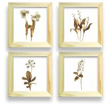 Kit 4 Quadros Decorativos Floral Ouro Cozinha Banheiro Sala - QuadrosPro