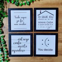 Kit 4 quadros decorativos frases sala preto e branco Kit 4 quadros decorativos frases sala preto e branco