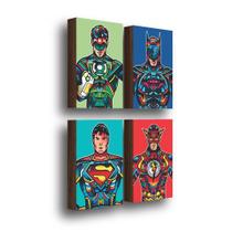 Kit 4 Quadros Decorativos Heróis Dc 20x30cm Kit 4 Quadros Decorativos Heróis Dc 20x30cm