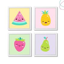 Kit 4 Quadros Decorativos Infantil Frutinhas Fruta