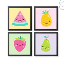 Kit 4 Quadros Decorativos Infantil Frutinhas Fruta