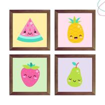 Kit 4 Quadros Decorativos Infantil Frutinhas Fruta Kit 4 Quadros Decorativos Infantil Frutinhas Fruta