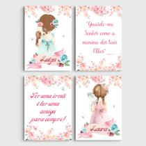 kit 4 Quadros Decorativos Infantil Menina Irmãs