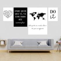 Kit 4 Quadros Decorativos Mapa Mundi 24x18cm - com vidro Kit 4 Quadros Decorativos Mapa Mundi 24x18cm - com vidro