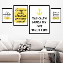 Kit 4 Quadros Decorativos Mar Calmo-Amarelo 24x18cm Kit 4 Quadros Decorativos Mar Calmo-Amarelo 24x18cm