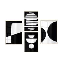 Kit 4 Quadros Decorativos Minimalista Preto E Branco Vidro