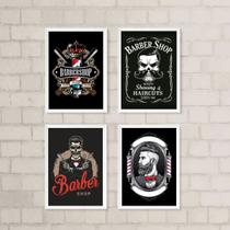 Kit 4 Quadros Decorativos Para Barbearia 33x24cm