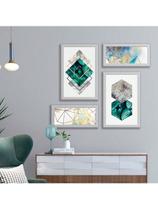 Kit 4 Quadros Decorativos Para Quarto Sala Geométrico Abstrato