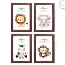 Kit 4 Quadros Decorativos - Safari Aquarela*