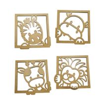 Kit 4 Quadros Decorativos Safari Infantil Baby Vazado Quarto Menino Menina Safary Animais Kit 4 Quadros Decorativos Safari Infantil Baby Vazado Quarto Menino Menina Safary Animais