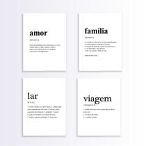 Kit 4 Quadros Definição Lar Amor Família Viagem 33X24Cm Kit 4 Quadros Definição Lar Amor Família Viagem 33X24Cm