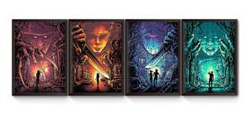 Kit 4 Quadros Filmes De Terror Poster Moldurado