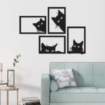 Kit 4 Quadros Gatos MDF Vazado Gatinho Alta Qualidade