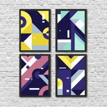 Kit 4 Quadros Geométricos Harmonia 45x34cm - com vidro