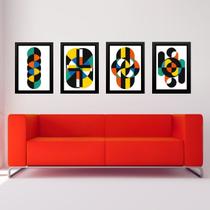 Kit 4 Quadros Gravuras Coloridas Bauhaus 45x34cm - com vidro Kit 4 Quadros Gravuras Coloridas Bauhaus 45x34cm - com vidro
