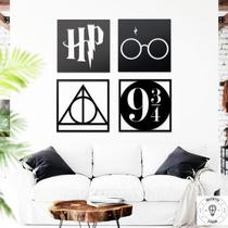 Kit 4 Quadros Harry Potter Mdf Vazados Preto 25cm Kit 4 Quadros Harry Potter Mdf Vazados Preto 25cm