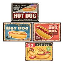 Kit 4 Quadros Hotdog Lanchonete Cachorro Quente Dogão Lanche