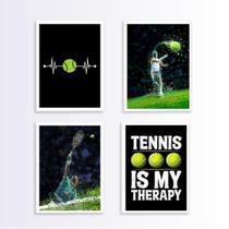 Kit 4 Quadros Jogadores De Tênis 24X18Cm Branca