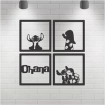 KIT 4 Quadros Lilo & Stitch Vazado Preto Individual 16cmx16cm Recorte MDF 3mm Decoração KIT 4 Quadros Lilo & Stitch Vazado Preto Individual 16cmx16cm Recorte MDF 3mm Decoração