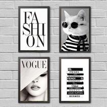 Kit 4 Quadros Moda Marcas Famosas 45x34cm - com vidro Kit 4 Quadros Moda Marcas Famosas 45x34cm - com vidro