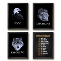 Kit 4 Quadros Motivacionais 33x24cm - Madeira Branca