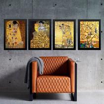 Kit 4 Quadros Obras de Gustav Klimt 24x18cm - com vidro