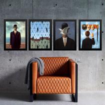 Kit 4 Quadros Obras Renne Magritte 24x18cm Kit 4 Quadros Obras Renne Magritte 24x18cm