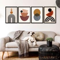 Kit 4 Quadros Para Sala Minimalistas AbstratosMarrom 45x34cm