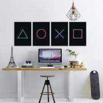 Kit 4 Quadros Placas Decorativas Para Quarto Gamer