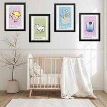 Kit 4 Quadros Quarto Infantil Pequeno Príncipe 45x34cm