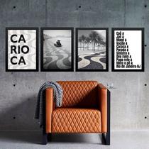 Kit 4 Quadros Rio De Janeiro - Gírias Carioca 33x24cm - com vidro